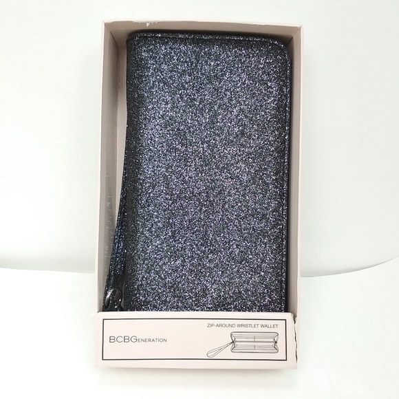 BCBG Kalina Black Glitter Wristlet Boxed NIB - Picture 3 of 11